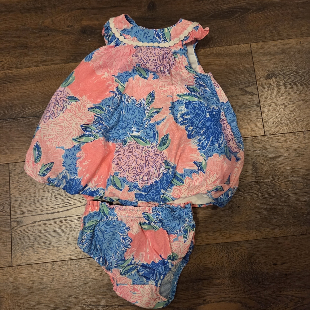 Lilly Pulitzer Pink and Blue Bubble Baby Dress